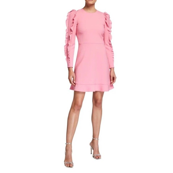 Valentino Dresses & Skirts - RED Valentino Long-Sleeve Cady Tech Dress With Ruffles - Pink Size 44/8